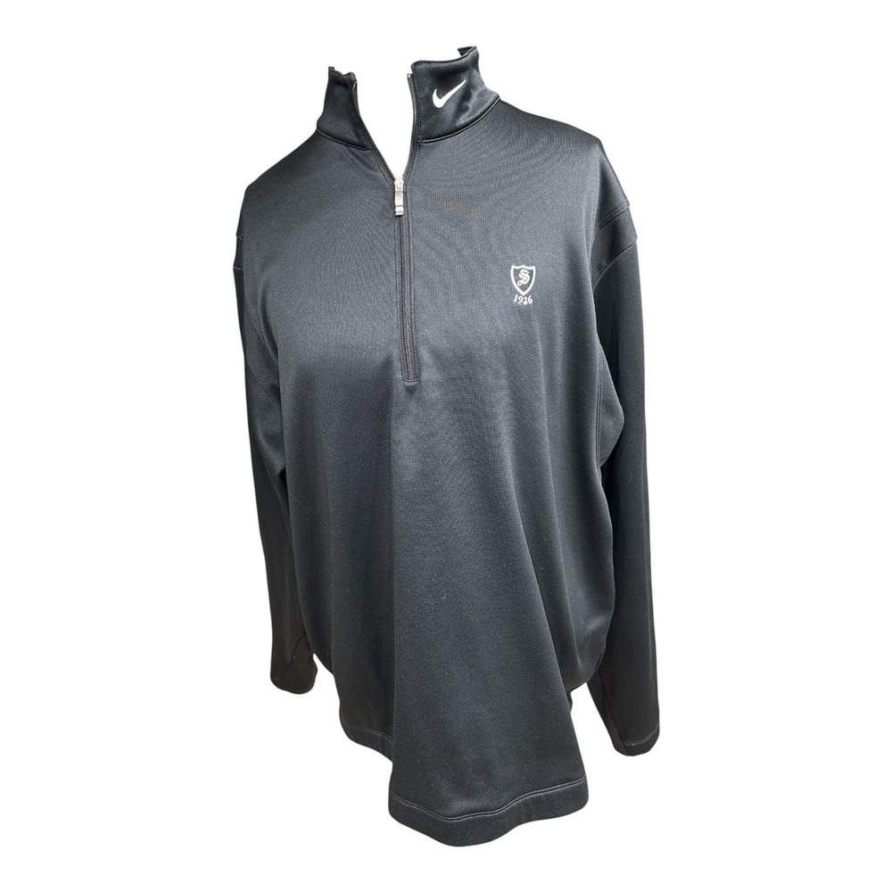 Vintage Golf Nike S Shield Crest Logo Zip Up 1926 Black Large Dri Fit